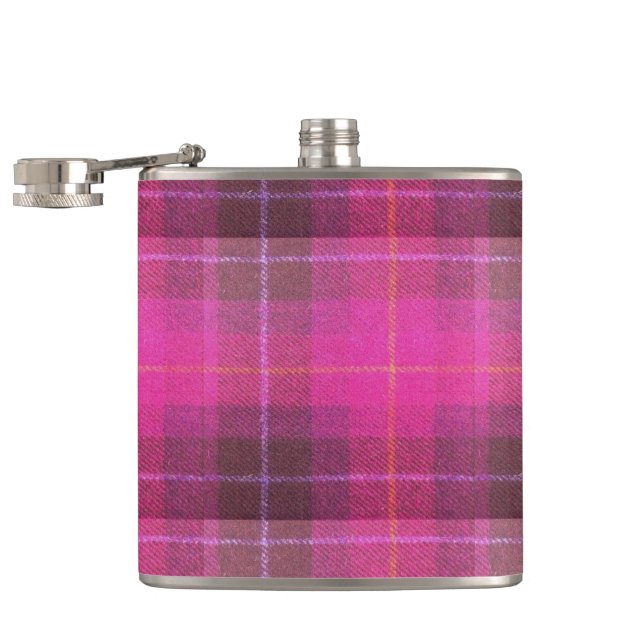 Flasques Motif de plaid de rose de tweed de Harris (Ouvert)