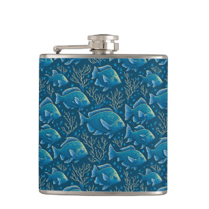 Flasques Motif de poisson bleu