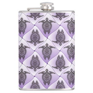 Flasques Motif de tortues de mer chamanique - violet