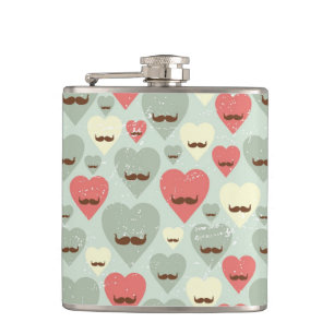 Flasques Motif de Valentine avec le coeur et la moustache