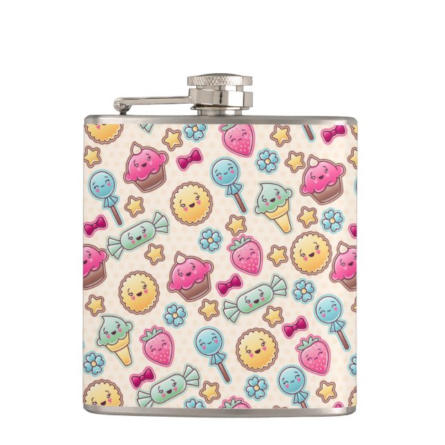 Flasques Motif d'enfant de Kawaii avec des griffonnages (Devant)