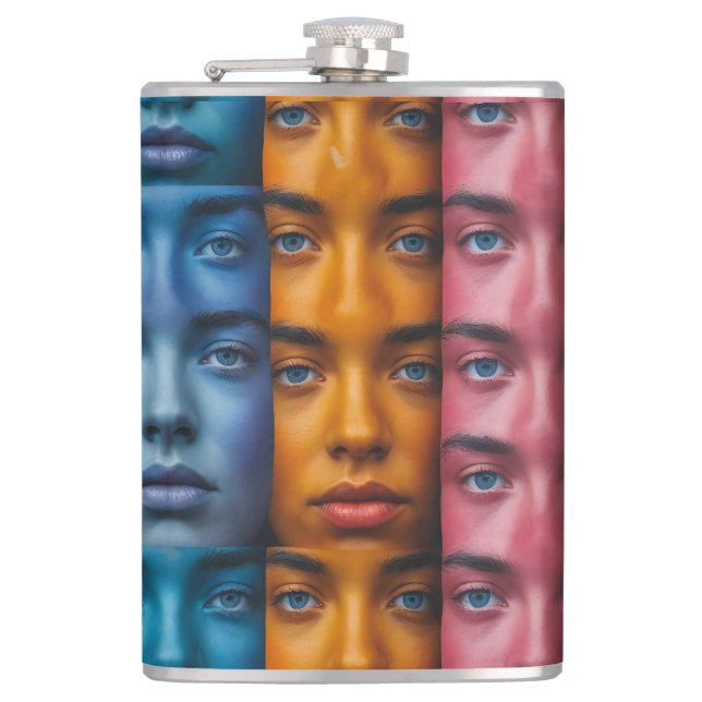 Flasques Motif des faces colorées (Devant)