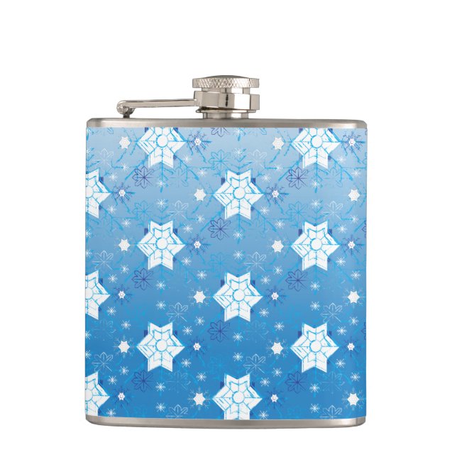 Flasques Motif des flocons de neige bleu et blanc d'hiver (Devant)