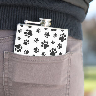 Flasques Motif des pattes, pattes de chien, noir et blanc