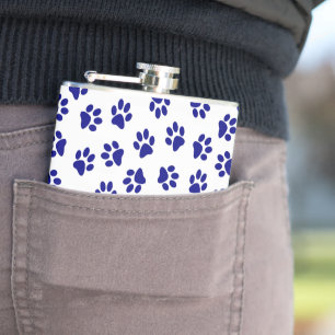 Flasques Motif Des Paws, Paws Chiens, Paws Bleus Marine