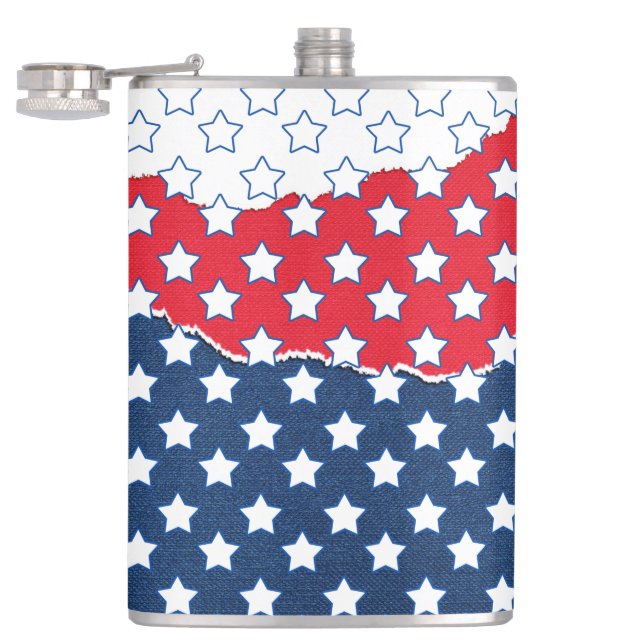 Flasques Motif du drapeau américain Red White & Blue Stars (Ouvert)