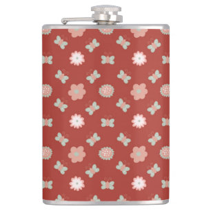 Flasques motif fleur et papillon