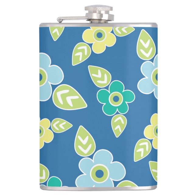 Flasques Motif Fleurs Bleues Rétro (Devant)