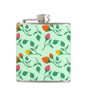 Flasques Motif floral avec fleurs roses colorées