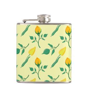 Flasques Motif floral avec rose jaune et fleurs de tulipe