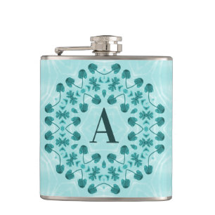 Flasques Motif floral, bleu Turquoise initial