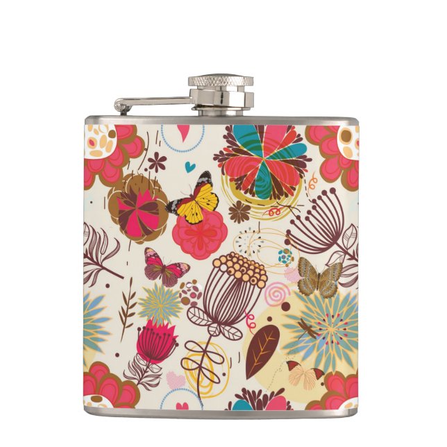 Flasques Motif floral dans le rétro style 4 (Devant)