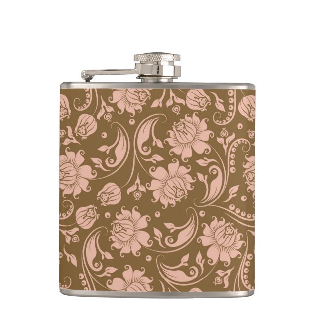 Flasques Motif floral de rose et de brun (Devant)