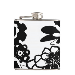 Flasques Motif graphique de jardin floral noir et blanc