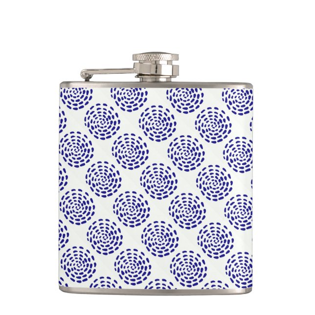 Flasques Motif indigo bleu foncé rayé sur blanc (Devant)