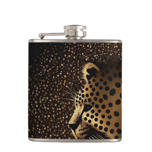 Flasques Motif Jaguar Doré