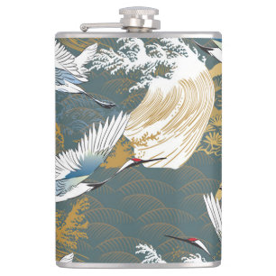 Flasques Motif japonais Vintage Crane Birds