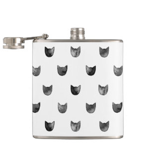 Flasques Motif mignon chic noir et blanc de chat