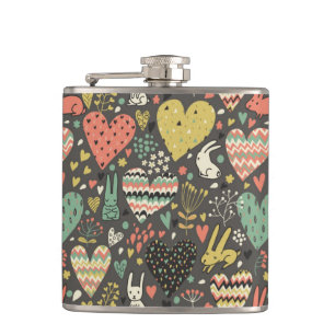 Flasques Motif mignon de lapins d'amour avec des coeurs