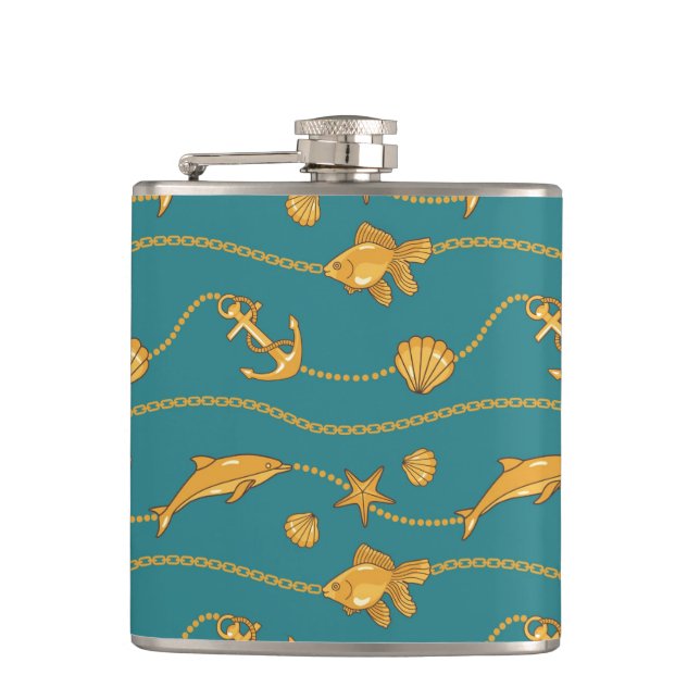 Flasques Motif nautique d'or (Devant)