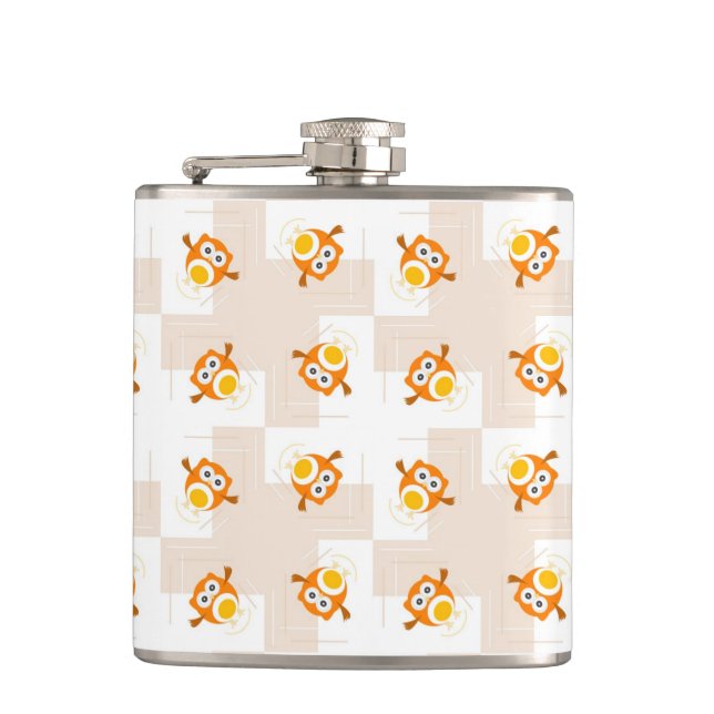 Flasques Motif orange d'illustration de hibou (Devant)
