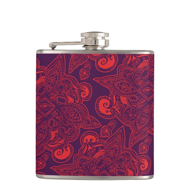 Flasques Motif persan pourpre et rouge de mandala d'étoile (Devant)