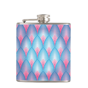 Flasques Motif Pétal Turquoise Et Rose