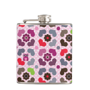 Flasques motif rose de fleurs et de hiboux
