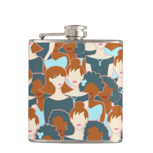 Flasques Motif sans couture avec filles noires et blanches