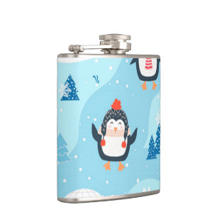 Flasques motif sans couture de noël avec manchot