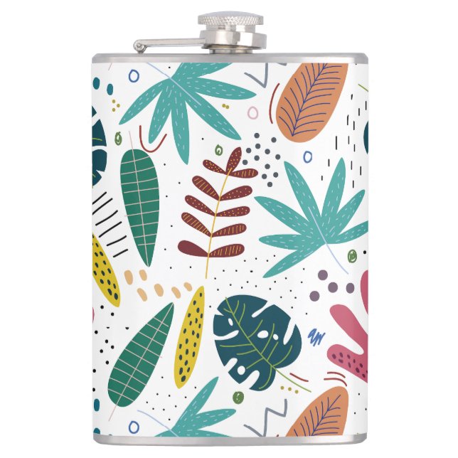 Flasques motif tropical avec feuilles colorés (Devant)