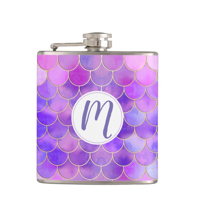 Flasques Motif Ultra Violet & Gold Mermaid (Devant)