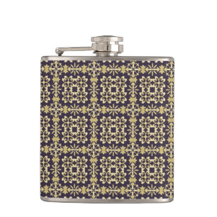 Flasques Motif vintage de damassé d'art, d'or