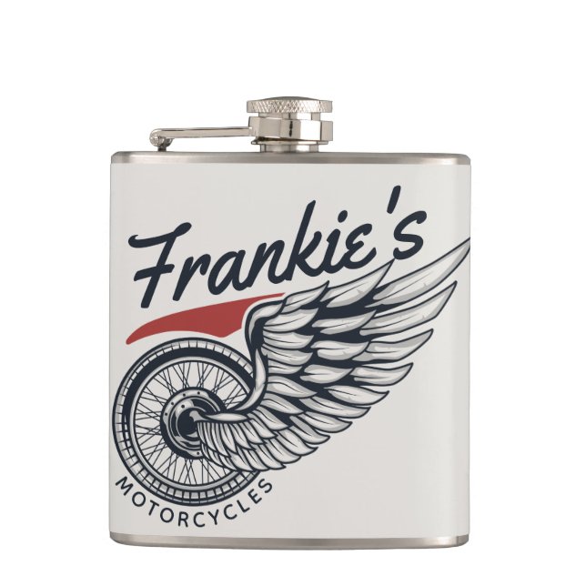 Flasques Motos personnalisées Flying Tire Biker Shop  (Devant)