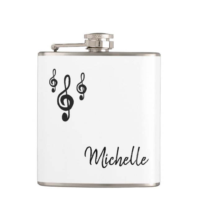 Flasques Musical Treble Clef Simple Noir Blanc (Devant)