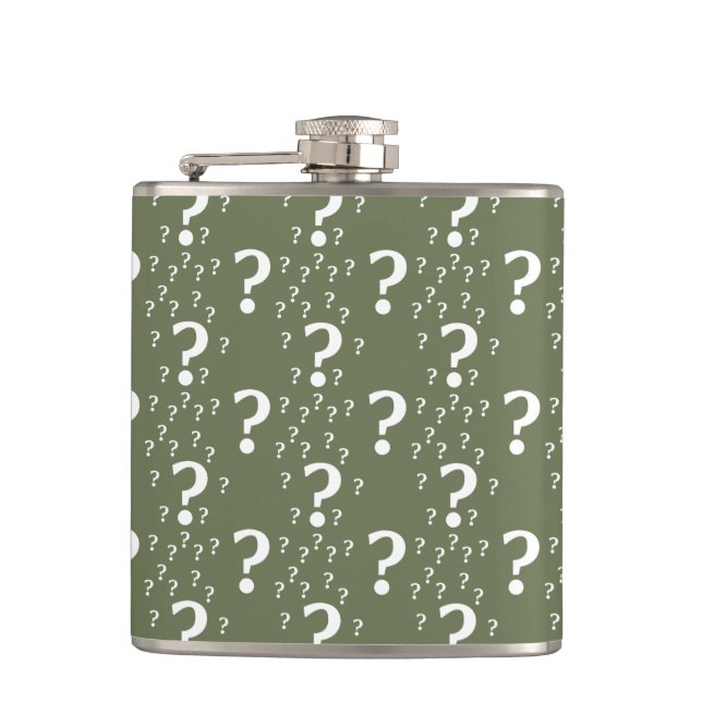 Flasques Mystère question marque énigme puzzle vert olive (Devant)