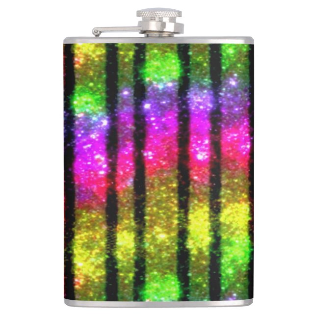 Flasques Neon Rainbow Shimmer Stripes (Devant)