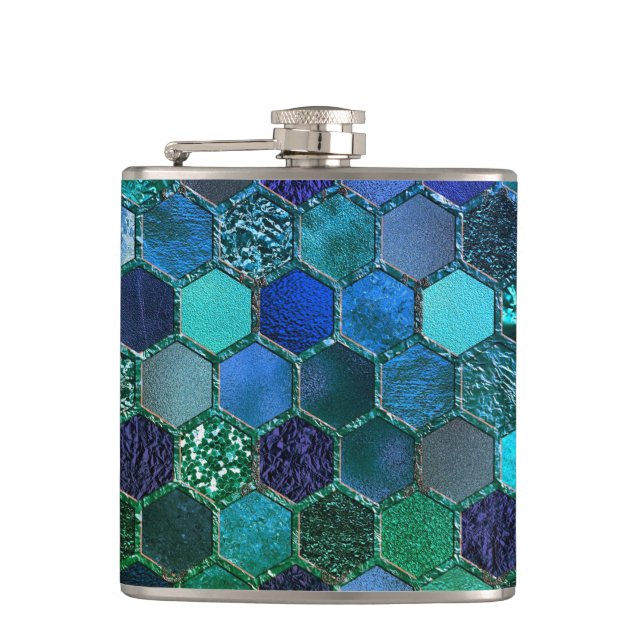 Flasques Nid d'abeilles de luxe de vert bleu de parties (Devant)