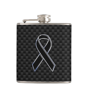 Flasques Noir Chrome Style ruban Sensibilisation Fibre de c