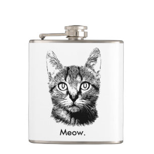 Flasques Noir tiré par la main et blanc de Meow mignon de