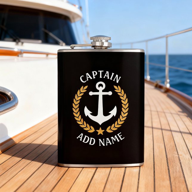 Flasques Nom du bateau capitaine Ancre Gold Style Laurel Bl (Créateur téléchargé)