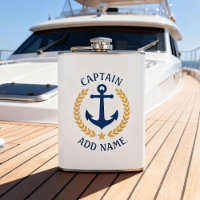 Nom du bateau capitaine Ancre Gold Style Laurel Bl