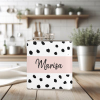 Nom du monogramme moderne | Points rose et noir Pa