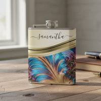 Nom manuscrit moderne fractal bleu or