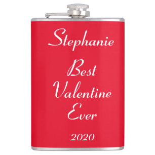 Flasques Nom Monogramme Saint Valentin's Day Funny Cute Coo