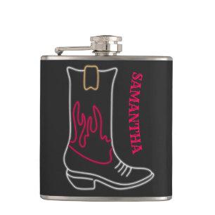 Flasques Nom personnalisable de démarrage Neon Cowboy