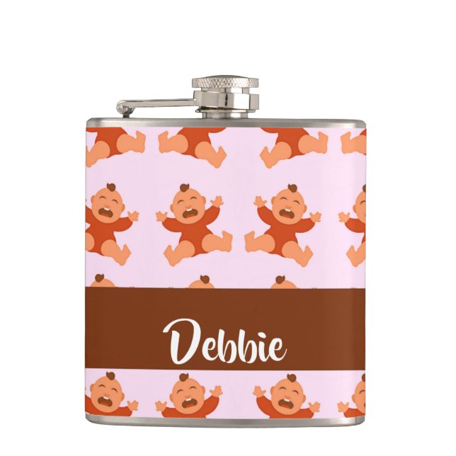 Flasques Nom personnalisé pleurant des bébés roses (Devant)