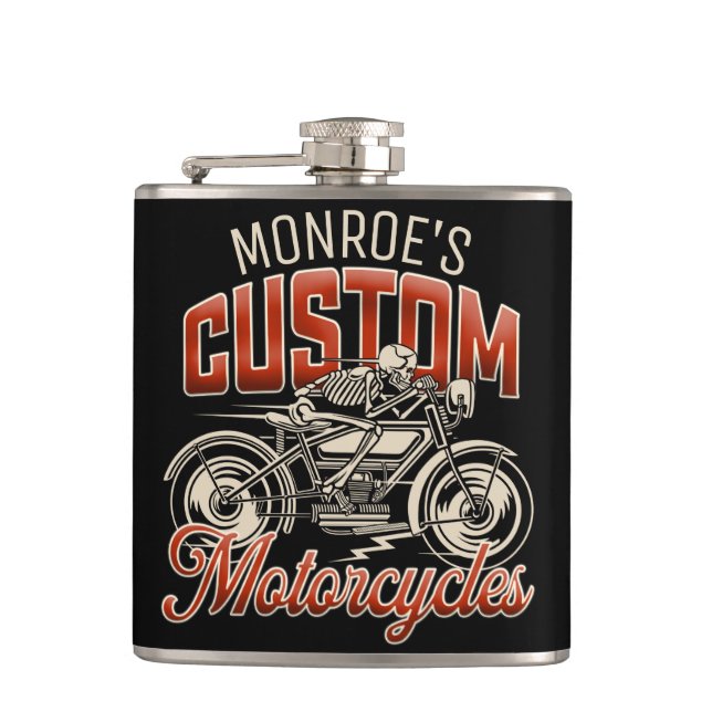 Flasques Nom personnalisé Skeleton Motorcycle Boutique (Devant)