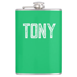 Flasques Nom personnalisé Solide Apple Green Monogramme