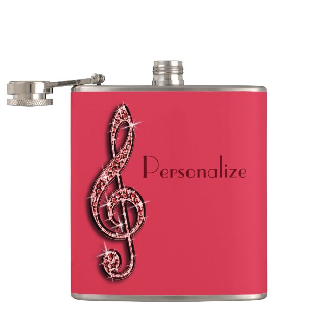 Flasques Notes scintillantes étincelantes rouges de musique (Ouvert)